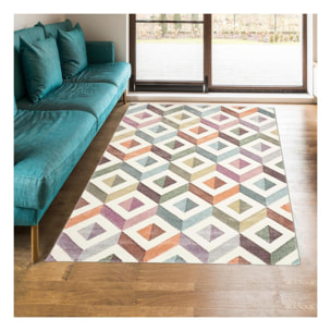 Tapis salon et chambre tissé motif géométrique RARI