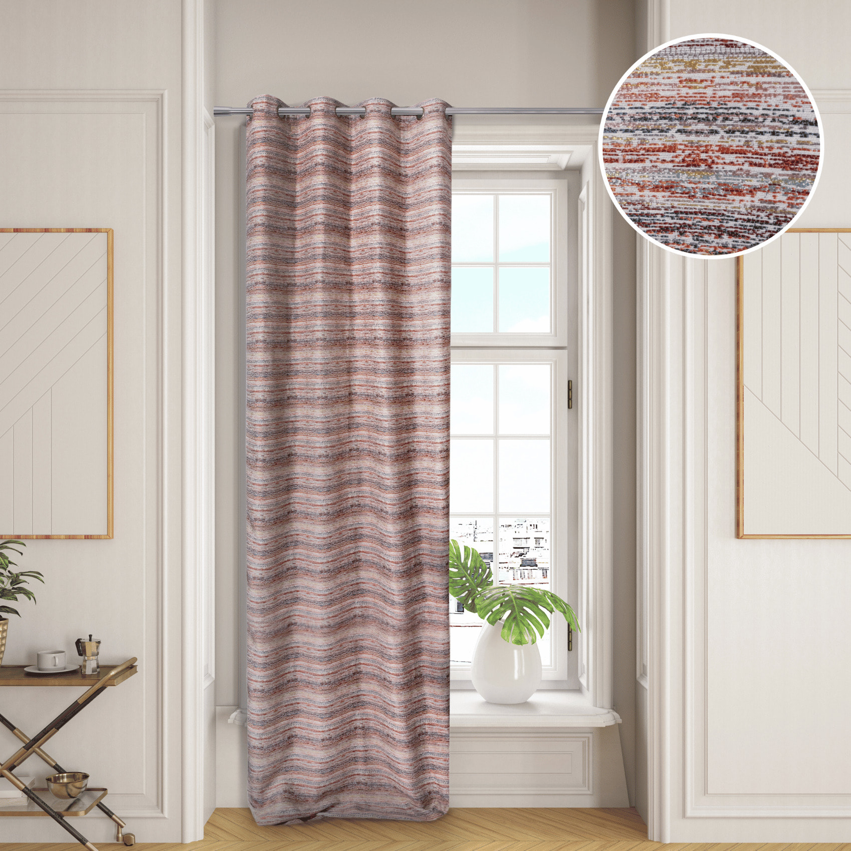 Rideau à rayures colorées - Rouge