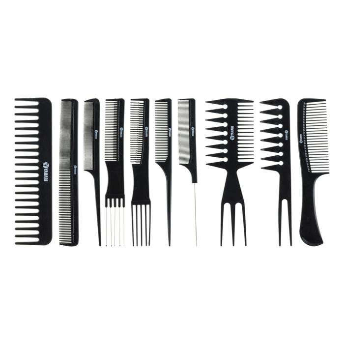 Pack de 10 Peines Profesionales Extraordinaryhair - Púas Fibra de Carbono