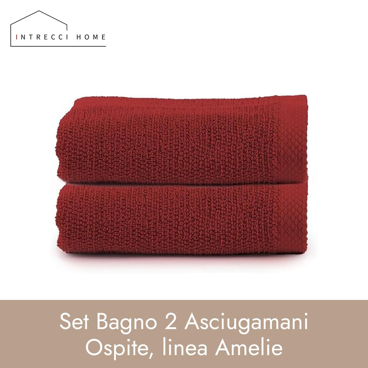INTRECCI HOME Set Bagno 2 Asciugamani Ospite, in Puro Cotone 500 g,Morbidezza Extra, Assorbenza Superiore, Elegante e Durevole
