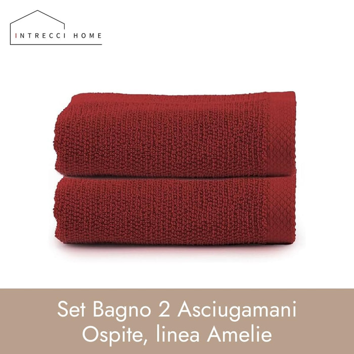 INTRECCI HOME Set Bagno 2 Asciugamani Ospite, in Puro Cotone 500 g,Morbidezza Extra, Assorbenza Superiore, Elegante e Durevole