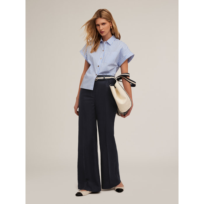 Motivi - Camisa kimono de algodón a rayas - Light - blue