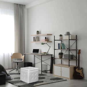Pouf contenitore in ecopelle, 45 x 45 x 47, Bianco