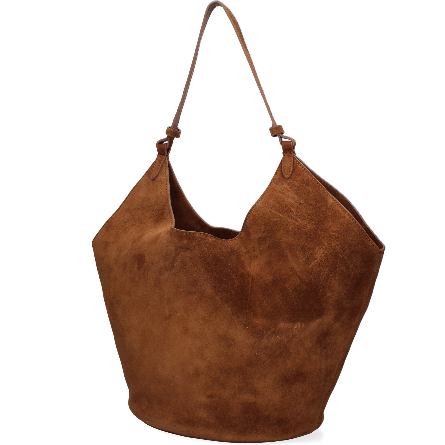 Borsa a spalla da donna - Modello Lisboa - Pelle Scamosciata - 27.0 x 38.0 x 21.5 cm