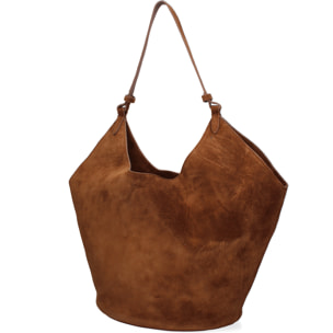 Borsa a spalla da donna - Modello Lisboa - Pelle Scamosciata - 27.0 x 38.0 x 21.5 cm