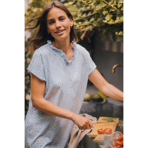 Camicia da notte donna in cotone con collo quattro bottoni articolo violet Noidinotte