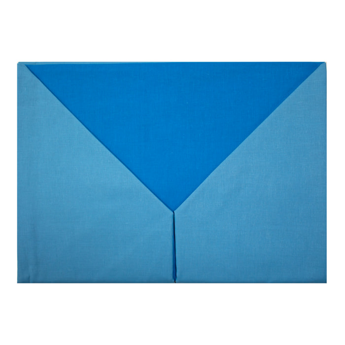 COMPLETO LENZUOLALETTO UNA PIAZZA E MEZZA BICOLOR BLU CHIARO