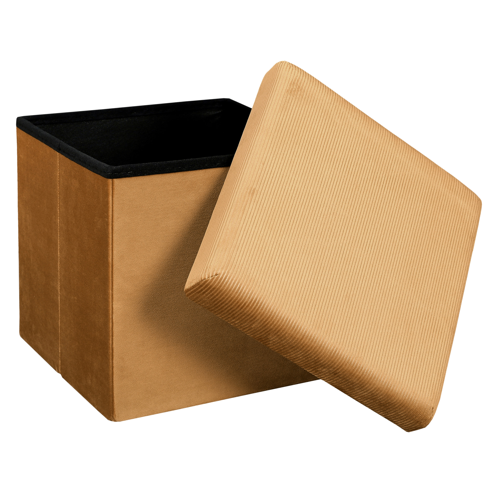 Coffre Pouf Pliable Velours Cotele Giulia Jaune