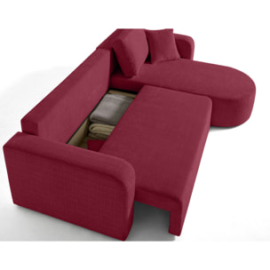 Miro - canapé d'angle réversible - 4 places - convertible avec coffre - en velours texturé - Prune