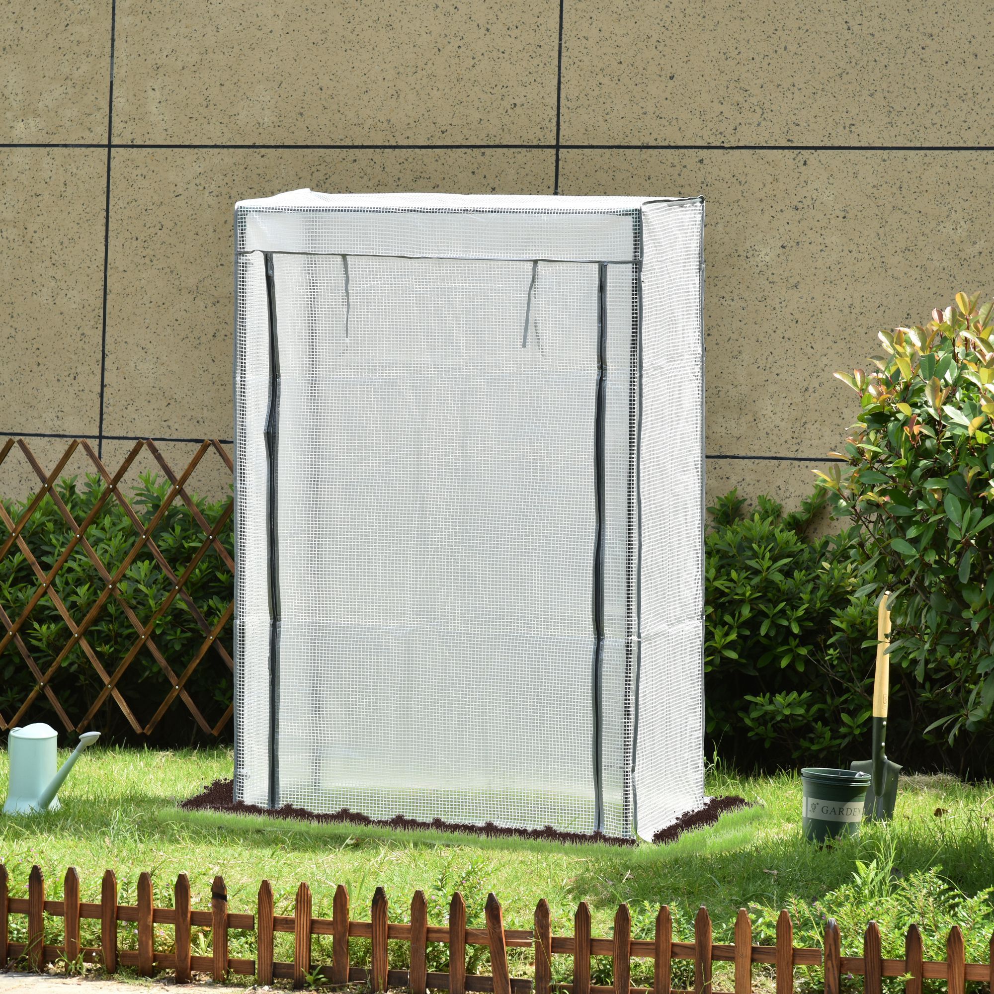 Serre de jardin serre à tomates porte zippée déroulante - 1x0,5x1,5m - acier PVC blanc transparent