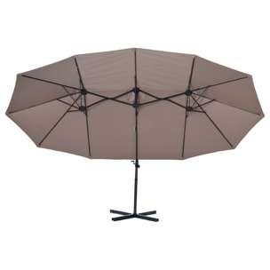 Sombrilla Doble Parasol de Acero 270x460x250cm Marrón