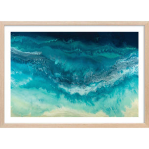 Poster bleu dynamique Affiche + cadre en bois - Chêne