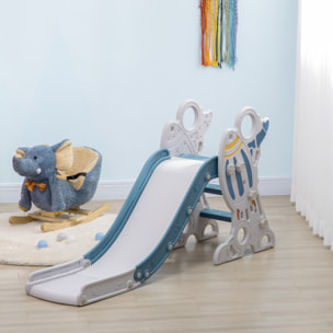 Toboggan enfant 18-36 mois design fusée - usage intérieur - dim. 157L x 46,5l x 80H cm - PE bleu blanc