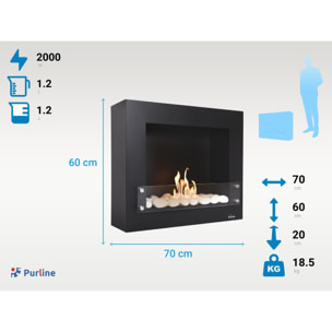 Chimenea de etanol mural en acero lacado BESTBIO DESIGN B PURLINE 2000 W