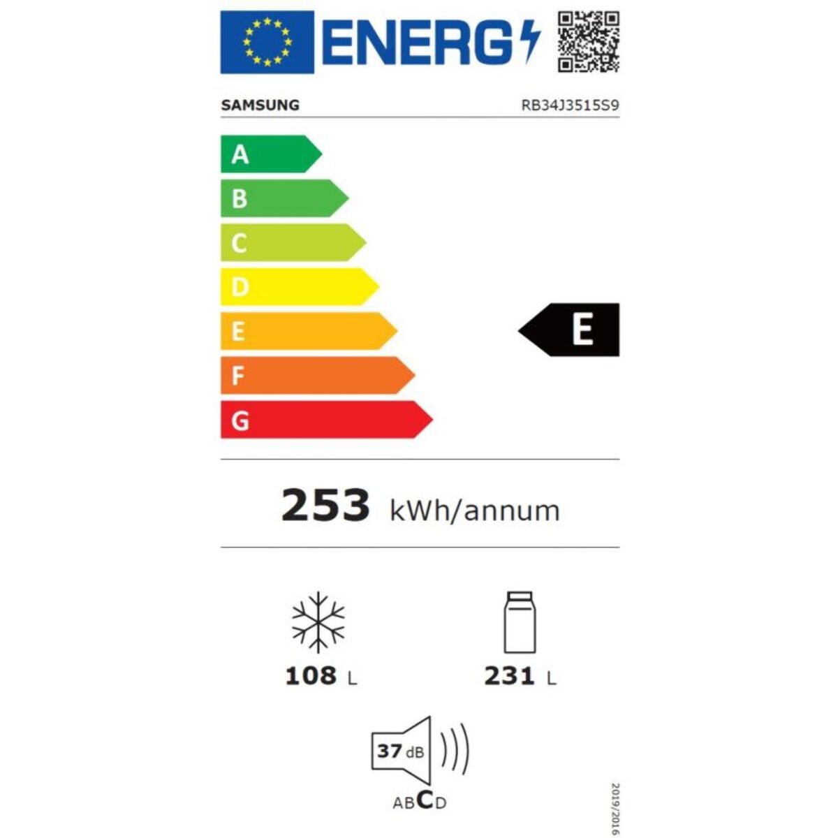 Réfrigérateur combiné SAMSUNG RB34J3515S9 / RB33J3515S9