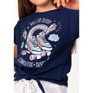 Camiseta Nudo De Niña En Azul Marino