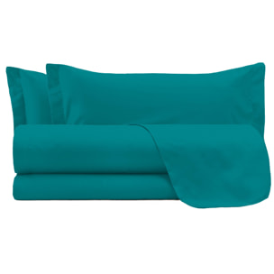 COMPLETO LETTO MAX COLOR MADE IN ITALY COTONE- VERDE BOTTIGLIA MATRIMONIALE