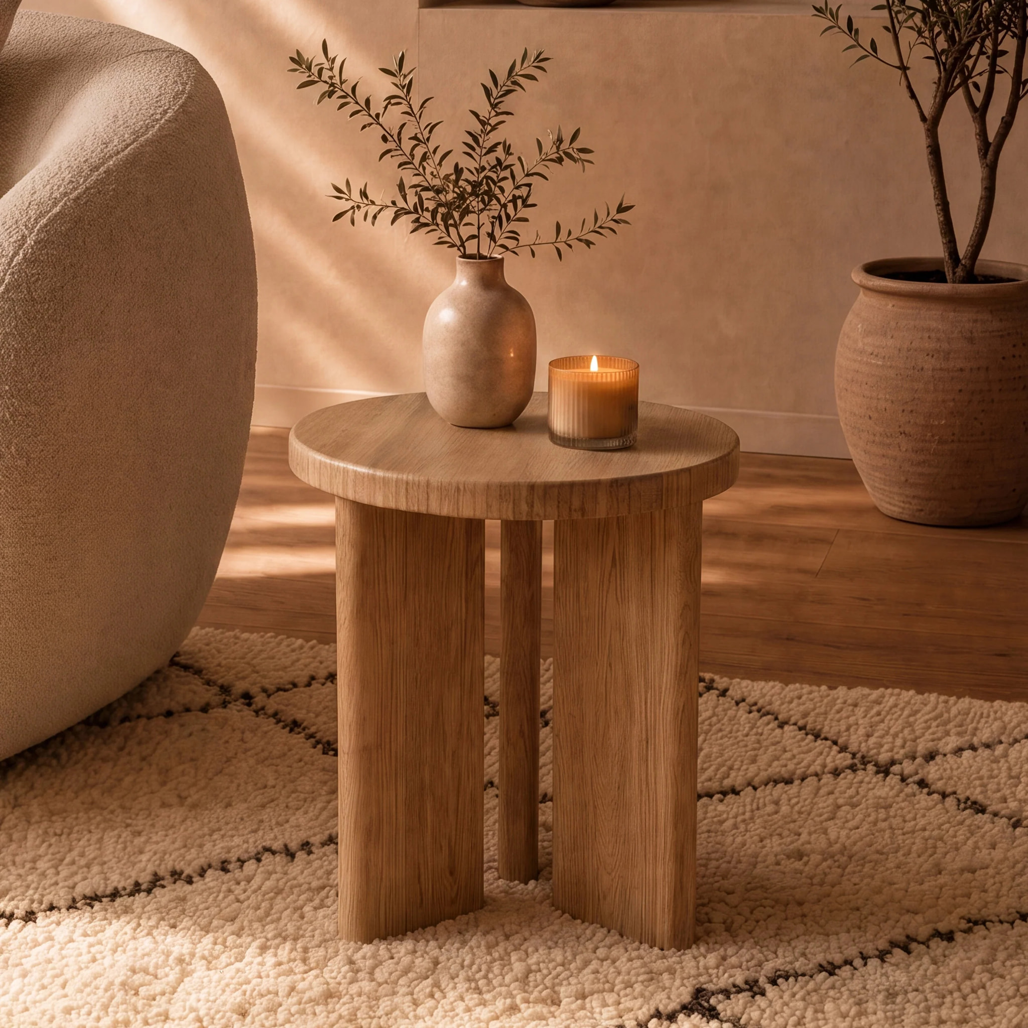 Table d'appoint ronde en bois clair D40 cm - Néa