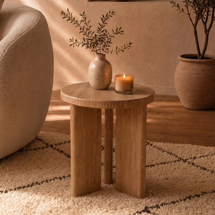 Table d'appoint ronde en bois clair D40 cm - Néa