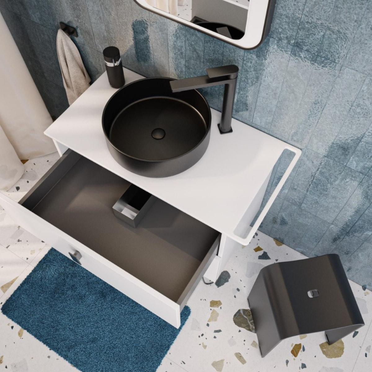 Patère murale adhésive double crochets en acier inoxydable, noir mat (HACEKNALEP2HMC)