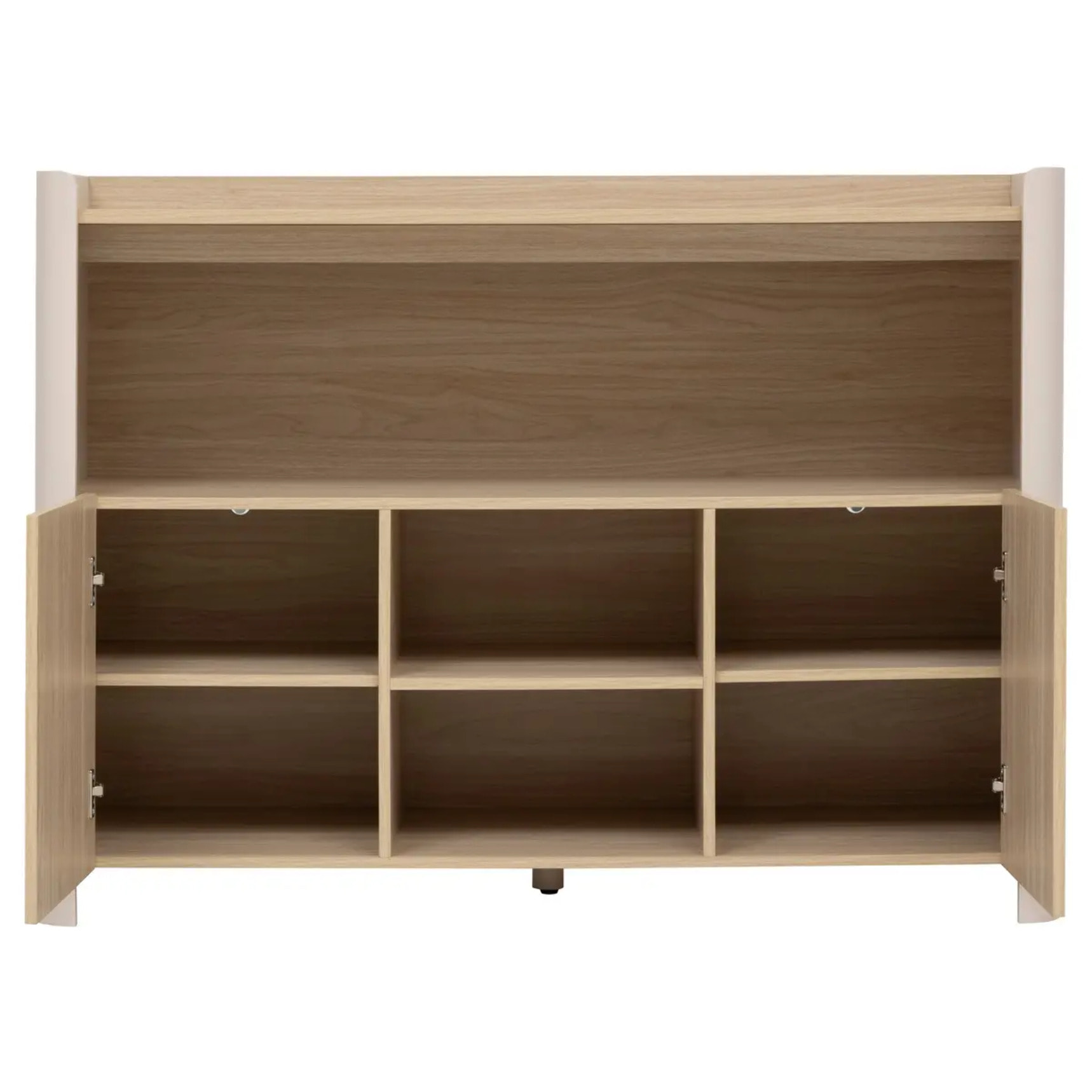 Buffet 2 portes Roundy blanc ivoire et bois