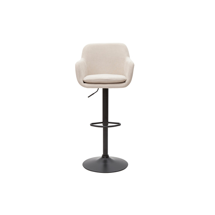 Tabourets de bar réglables tissu effet velours beige et métal (lot de 2) AMIKA