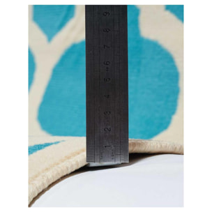 Petit tapis Begja bleu et blanc motif géométrique