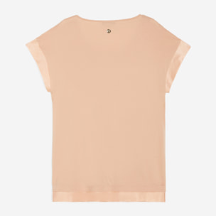 T-shirt donna in jersey modal con inserti in satin