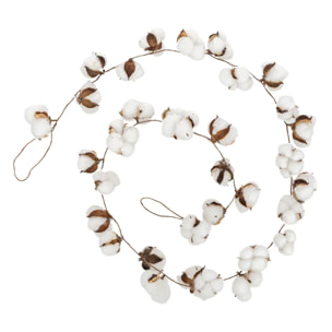 Guirlande de Noël en plastique fleurs de coton 200cm