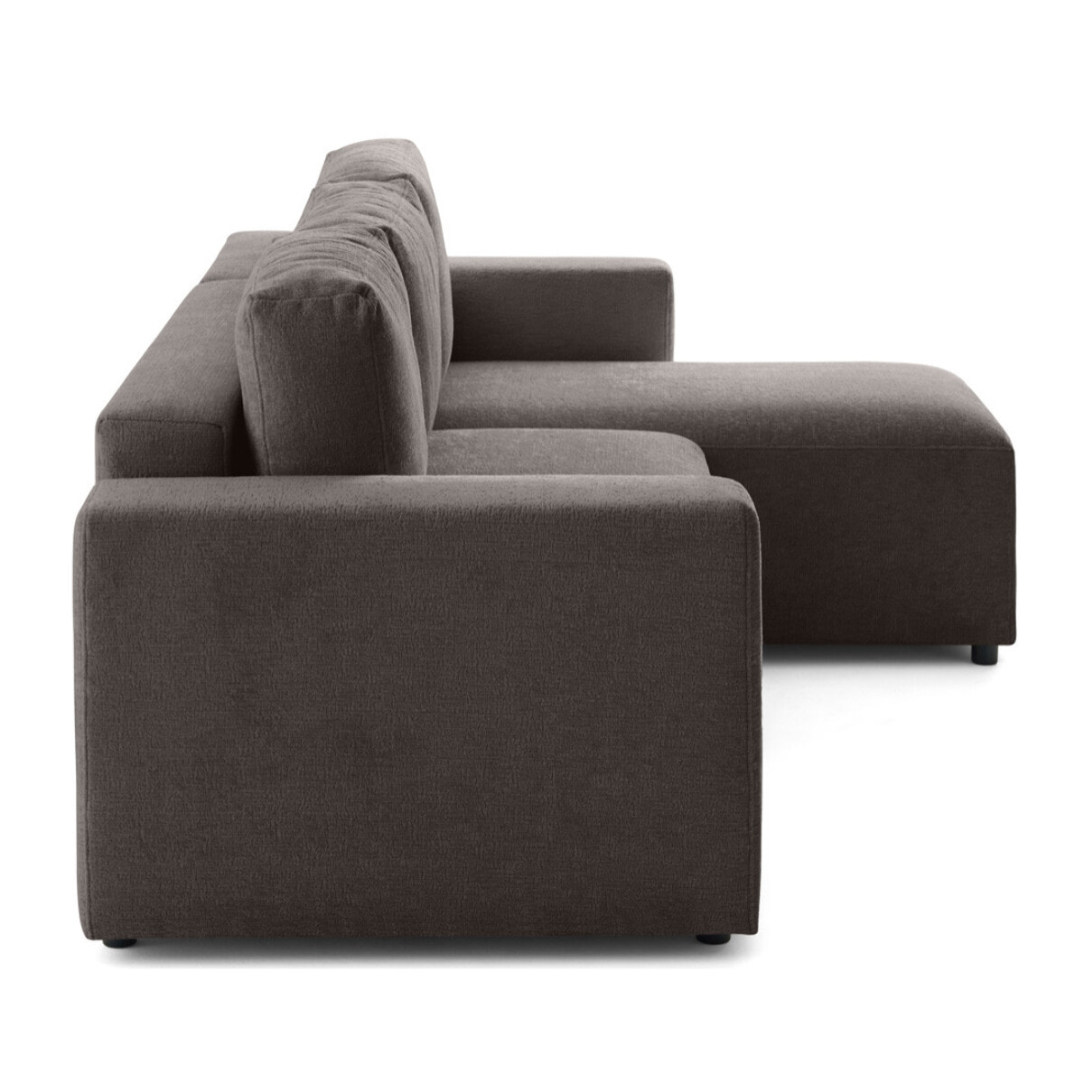 Livy - canapé d'angle réversible 4 places convertible avec coffre en velours texturé - Gris