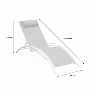 Duo de bains de soleil aluminium - Louisa Gris et noir - Transats aluminium et textilène