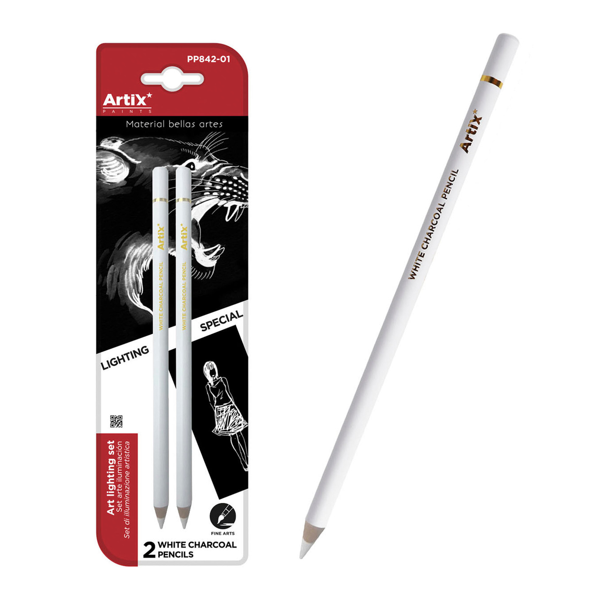 12 pack MATITA DI CARBONCINO BIANCO 2 Uds.