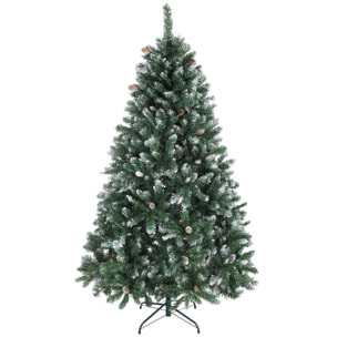 Árbol de Navidad Artificial 180 cm, Árbol de Navidad con 910 Ramas Densas con Nieve, 58 Piñas y Soporte Metálico Plegable, Fácil Montaje, para Salón, Interior, Verde