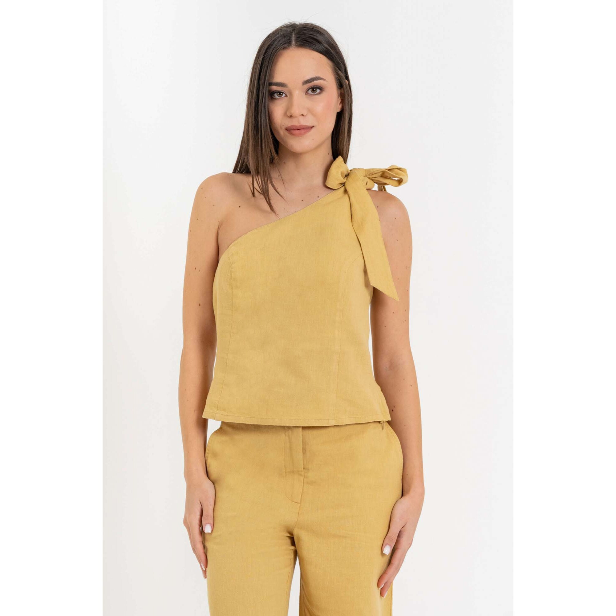 Kocca - Top monospalla da donna in lino e cotone con fiocco Donna