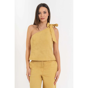 Kocca - Top monospalla da donna in lino e cotone con fiocco Donna