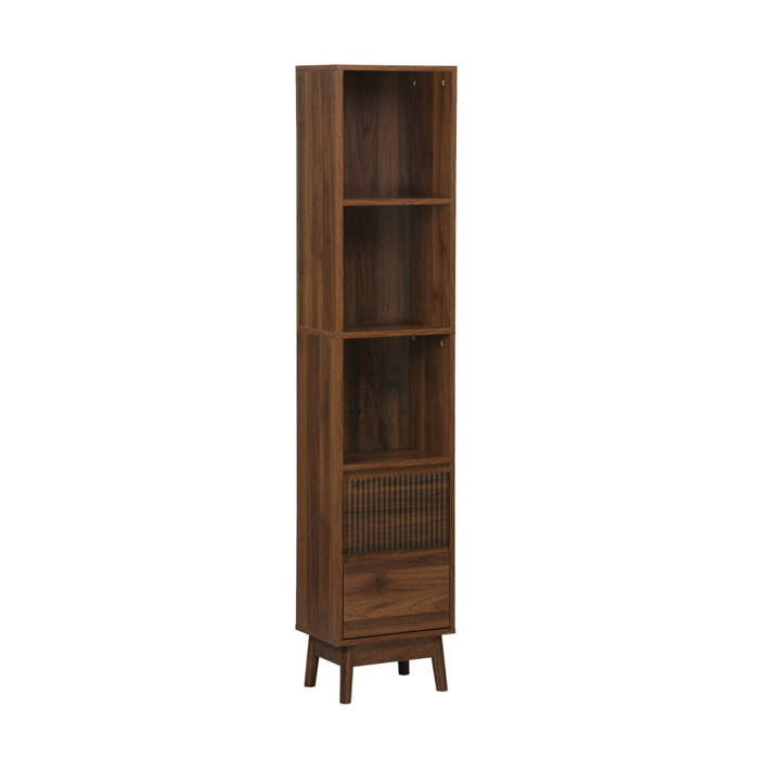 Colonne de rangement décor bois 3 étagères 2 tiroirs LINEAR