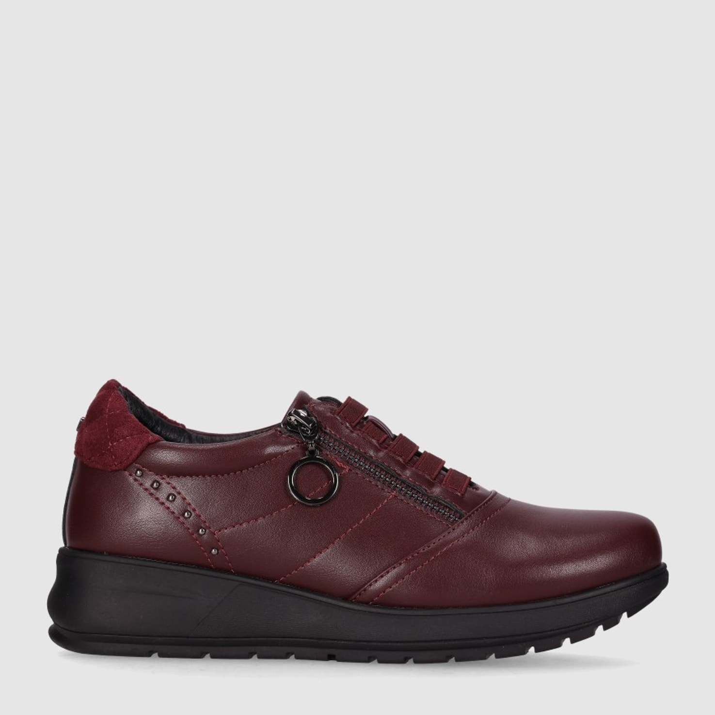Zapatos de Piel Sintética - Vino - Tacón: 3 cm