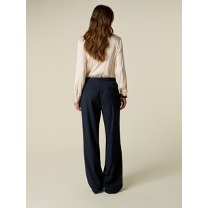Oltre - Pantalones palazzo a rayas - Azul