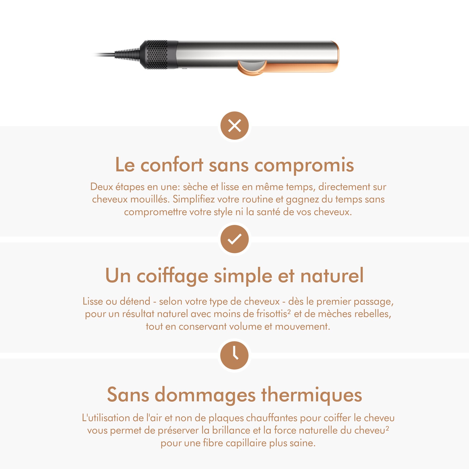 Lisseurs séchants Dyson Airstrait™ Nickel/Cuivré - Reconditionné