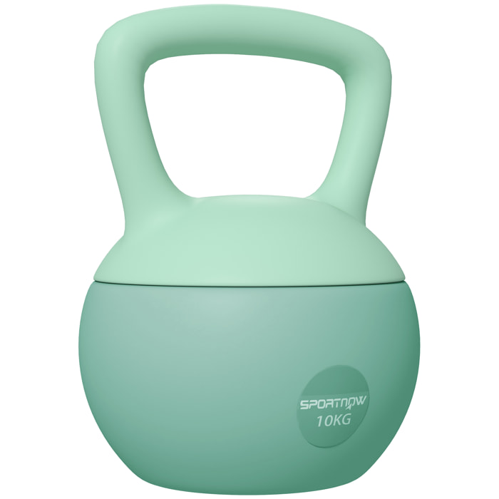 Pesa Rusa 10 kg Kettlebell Relleno de Arena Metálica y Mango Antideslizante para Entrenamiento Culturismo en Casa Gimnasio Verde