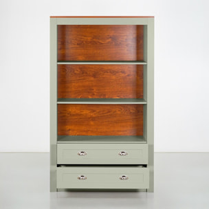 Mobile libreria salvia 90x36x153 cm con 3 ripiani e 2 cassetti - Ginevra