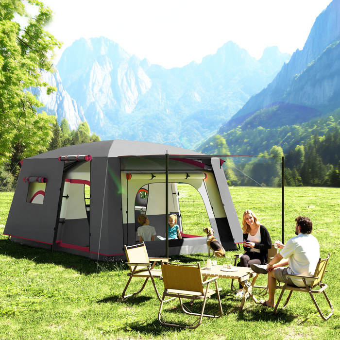 Tienda de CampaáÂ±a Familiar para 4-6 Personas Tienda de Camping Tipo TáÂºnel con 2 Habitaciones Porche Impermeable 3000 mm Anti-UV para Pescar Senderismo Rojo