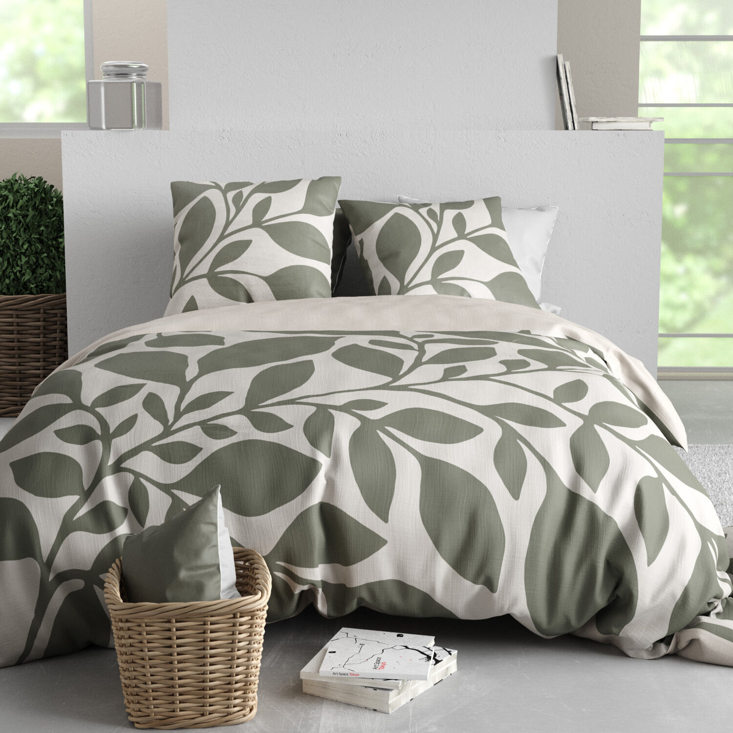 Parure housse de couette 3pcs 100% coton 57 fils nais