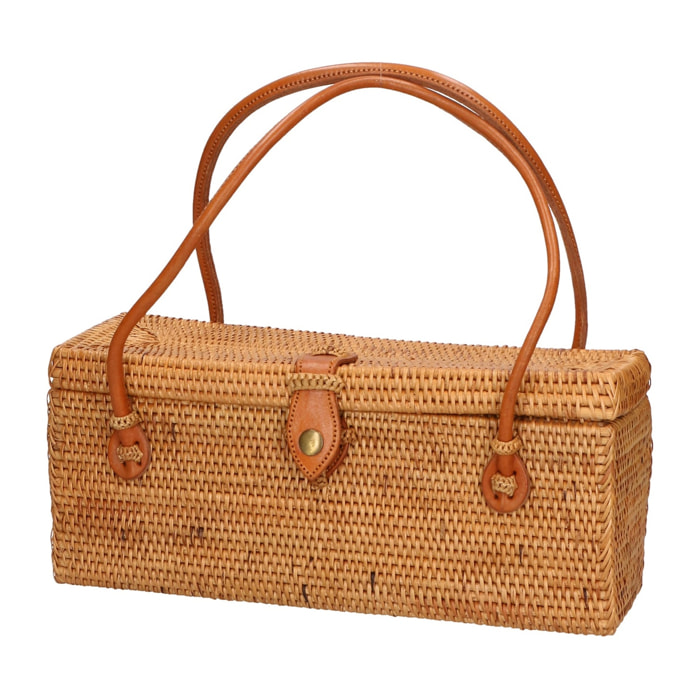 Borsa a spalla da donna - Modello Lea - Rattan - 24.0 x 20.0 x 12.0 cm