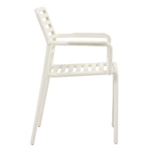 Set da 4 sedie da giardino bianche in polipropilene con braccioli – Tago