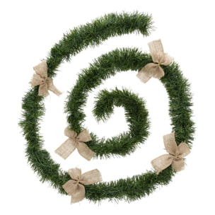 Guirlande de Noël boa vert nœuds en jute 100x4x2.7m