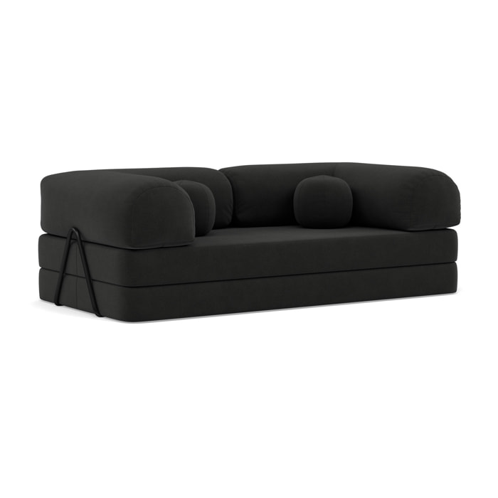 Nebula - Canapé 3 places convertible en velours texturé - Gris