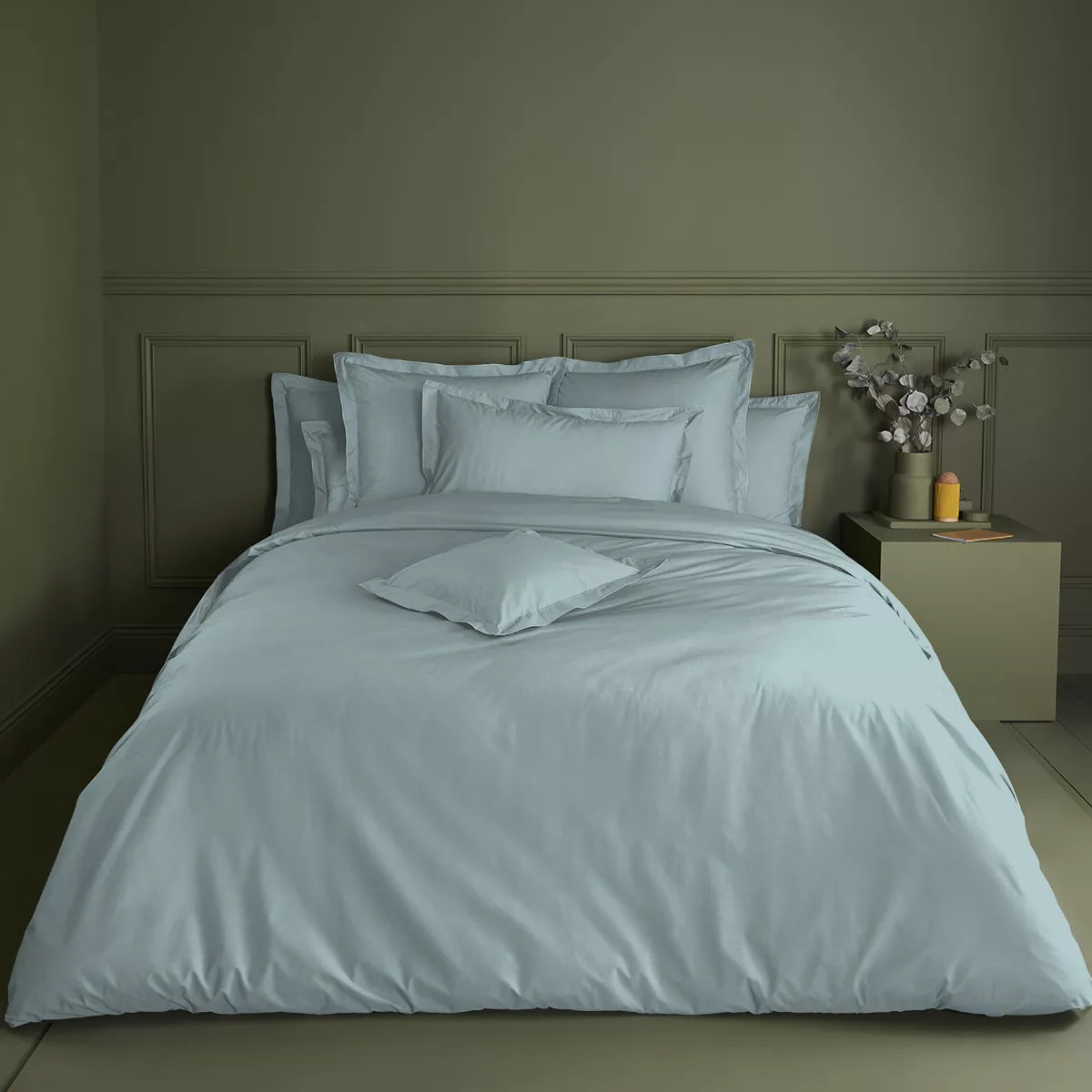Drap housse b30 percale de coton uni bleu La percale francaise bleu aqua