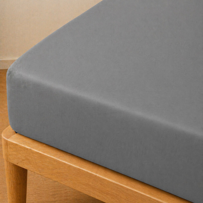 Parure de draps uni 100% coton - essentiel - gris anthracite