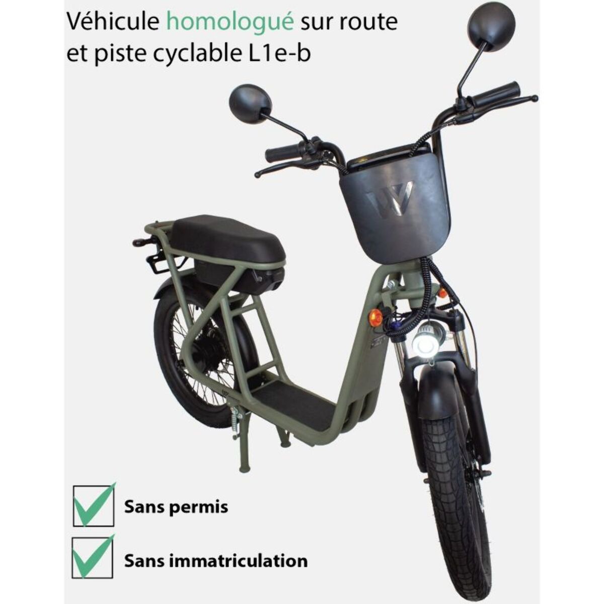 Draisienne électrique WISPEED WIMOB 2 Kaki - Homologué